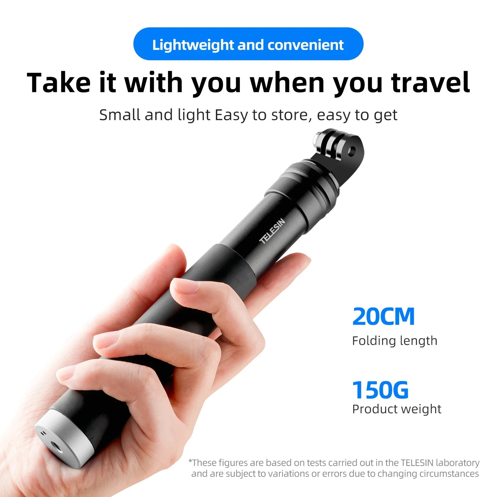 TELESIN 360° Selfie Stick Tripod for Action Cameras & Smartphones