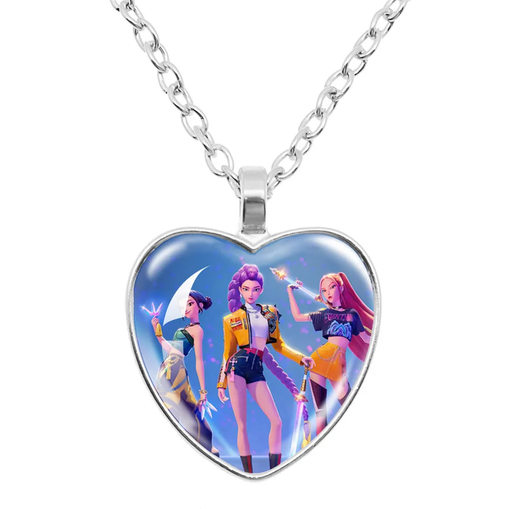 Trendy 2pc Demon Hunters Necklace & Bracelet Set - Stylish Anime Accessory