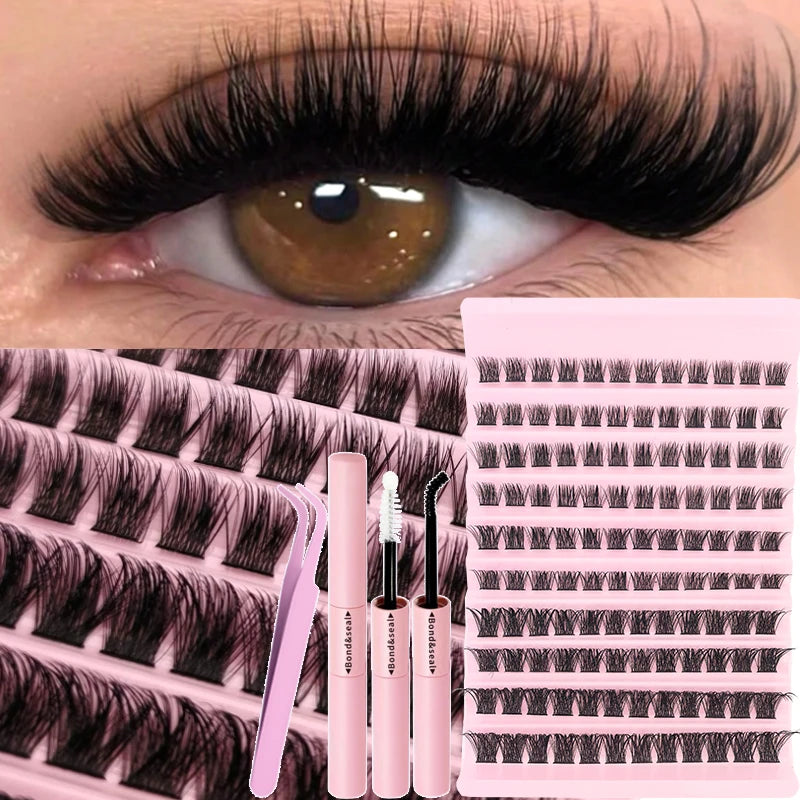 DIY Eyelash Extension Kit - Natural Long Individual Lashes Clusters