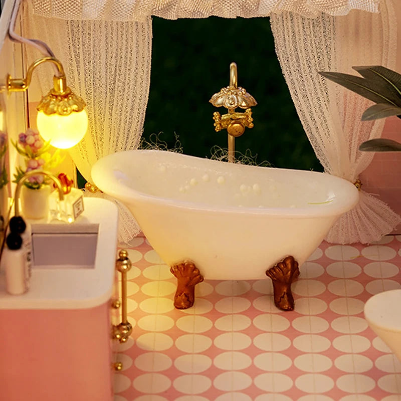 3D Wooden Mini Dollhouse Kit - DIY Duplex Apartment with Furniture