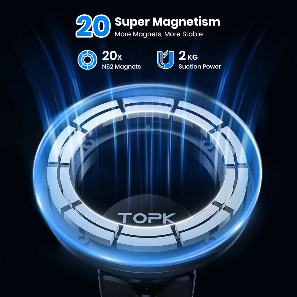 TOPK Magnetic Car Mount for iPhone 15 | 360° Rotatable Holder