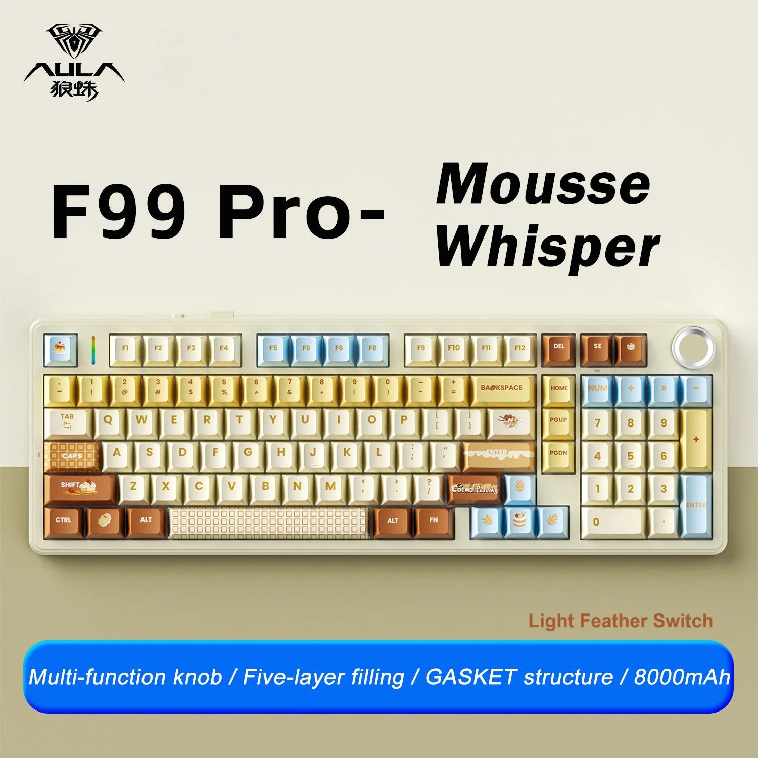 AULA F99 PRO Wireless Mechanical Gaming Keyboard - Tri-Mode, Compact