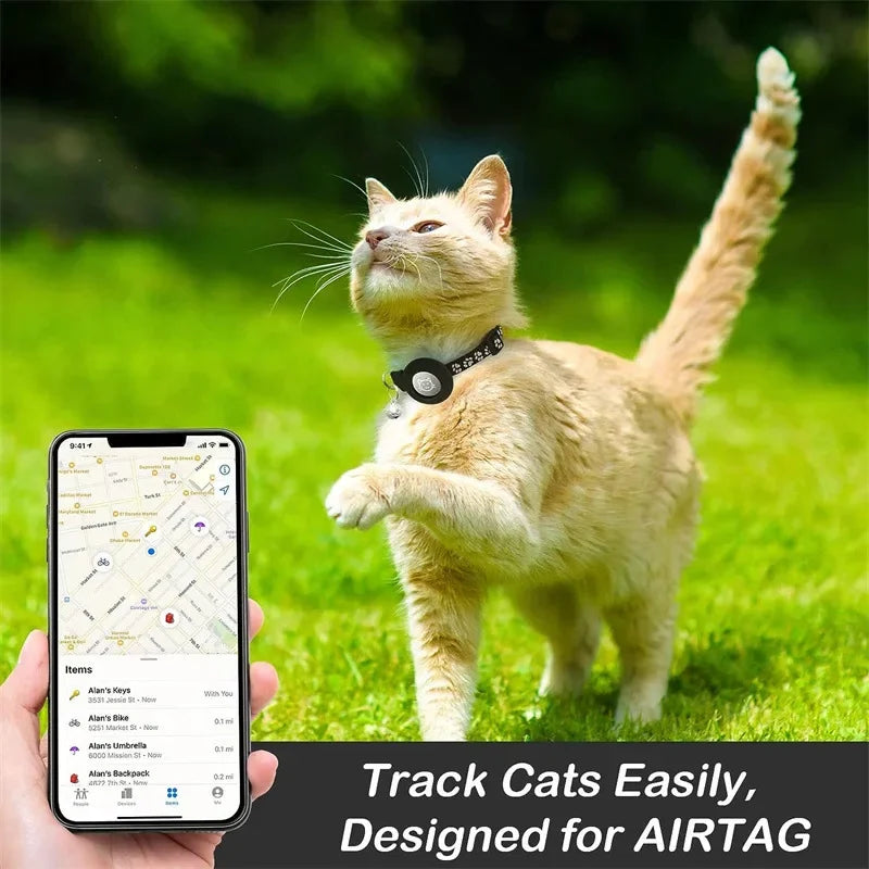 Reflective Cat Collar for Apple Airtag with Safety Buckle & Bell