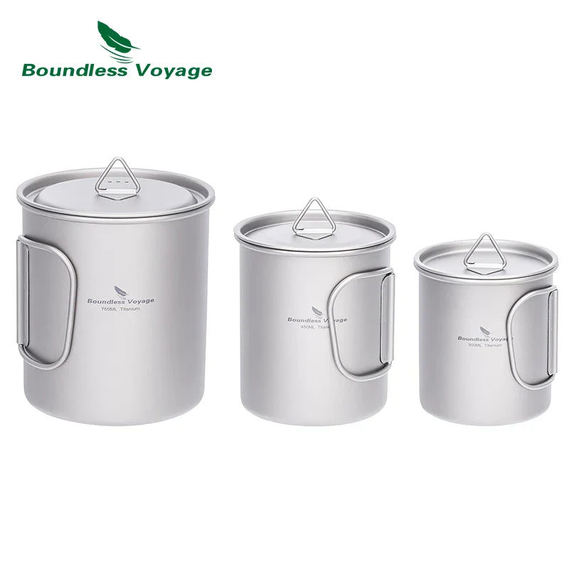 Titanium Camping Mug with Lid - Stackable & Durable Travel Cup