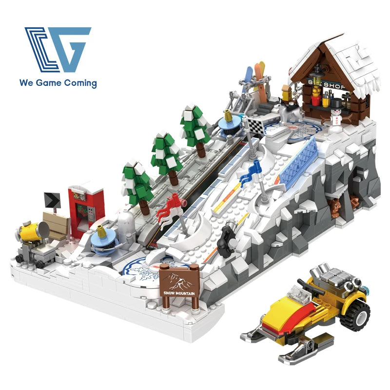 2200PCS Ski Resort Building Blocks | Create Your Own Ice Rink Fun