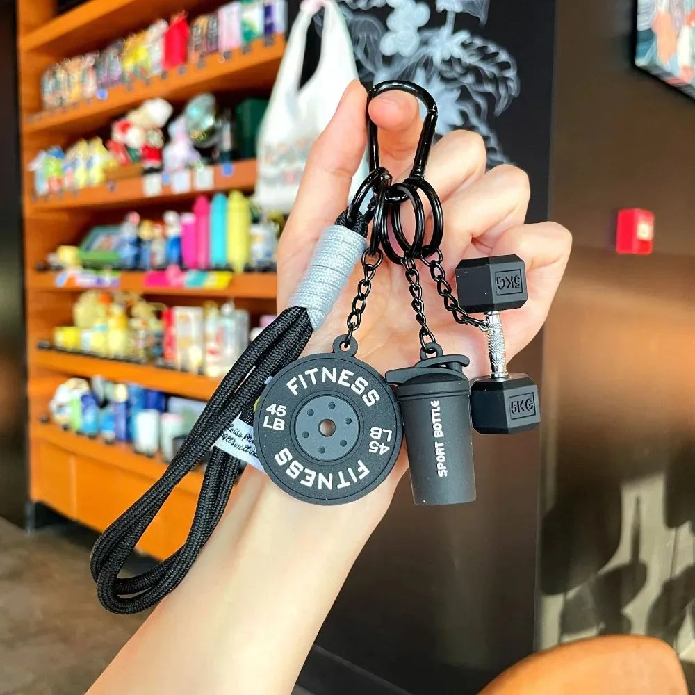 Mini Dumbbell Fitness Keychain - Hand-Woven Gym Lover Trinket