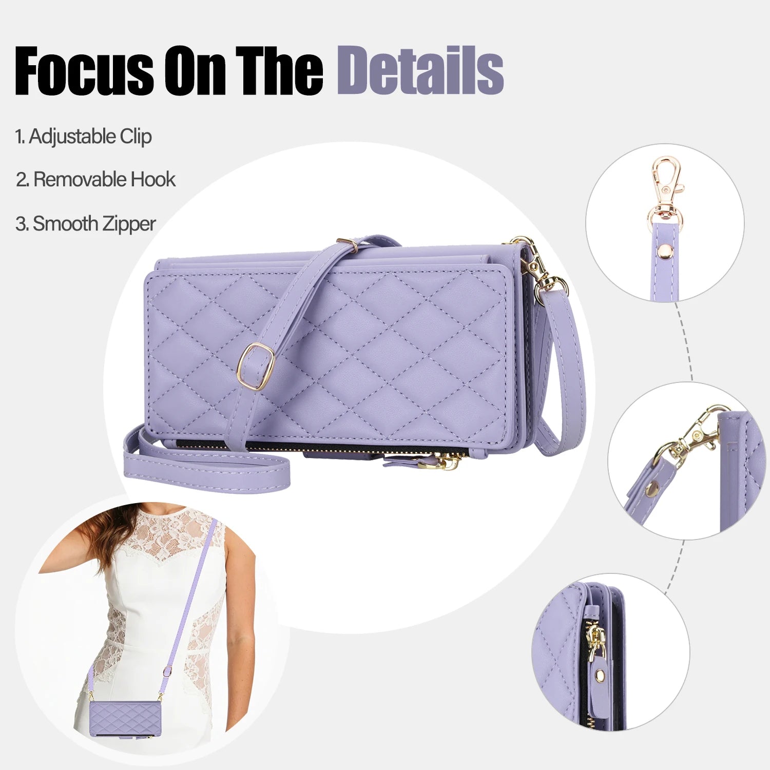 Magnetic Leather Crossbody Wallet Case for iPhone 17, 16, 15, 14