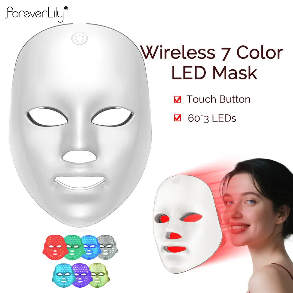 7 Color Wireless LED Facial Mask for Skin Rejuvenation & Firming