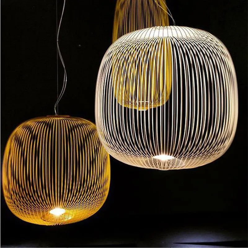 Nordic Mesh Spokes LED Pendant Light - Modern Bird Cage Design
