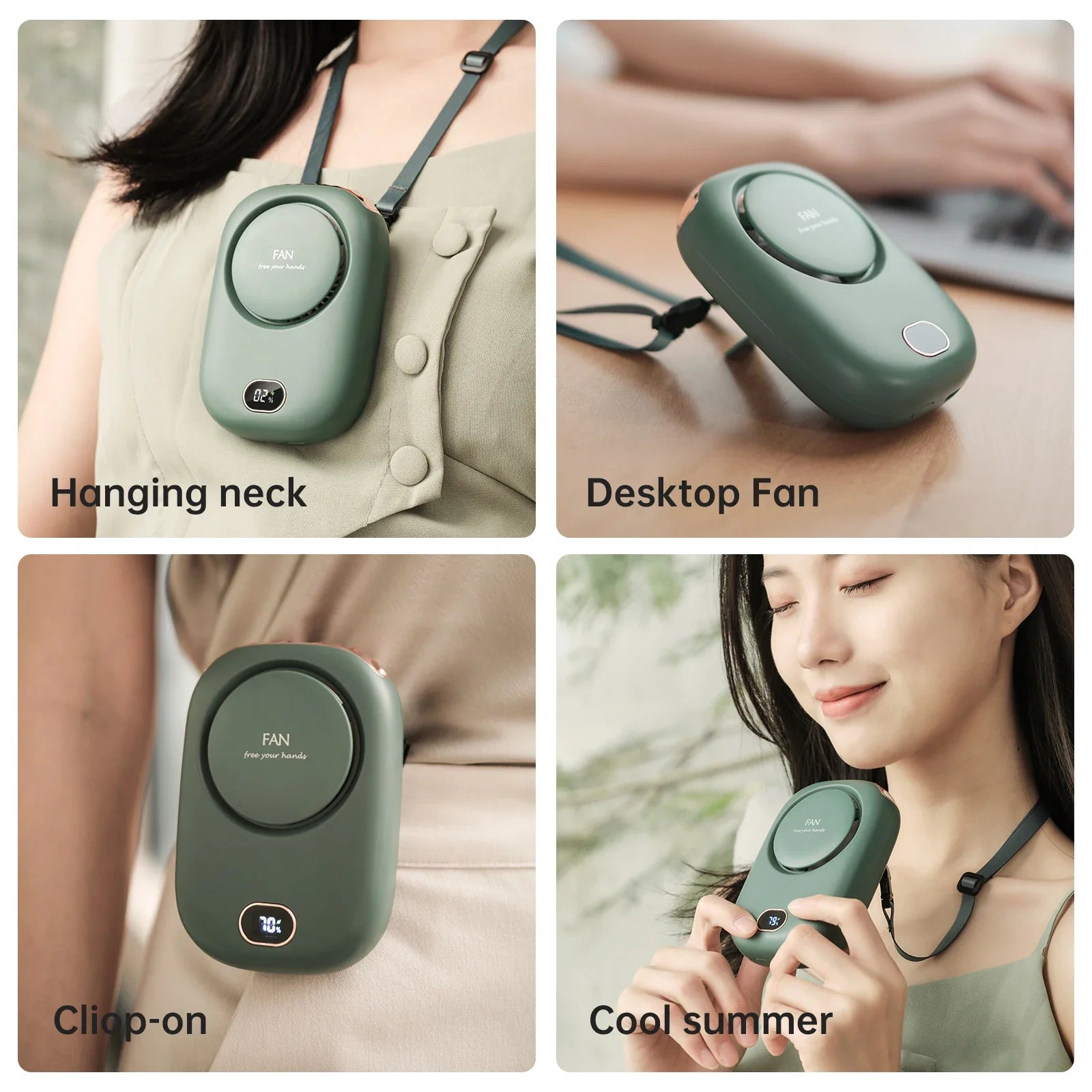 Vissko Adjustable Bladeless Neck Fan - Rechargeable & Hands-Free Cool