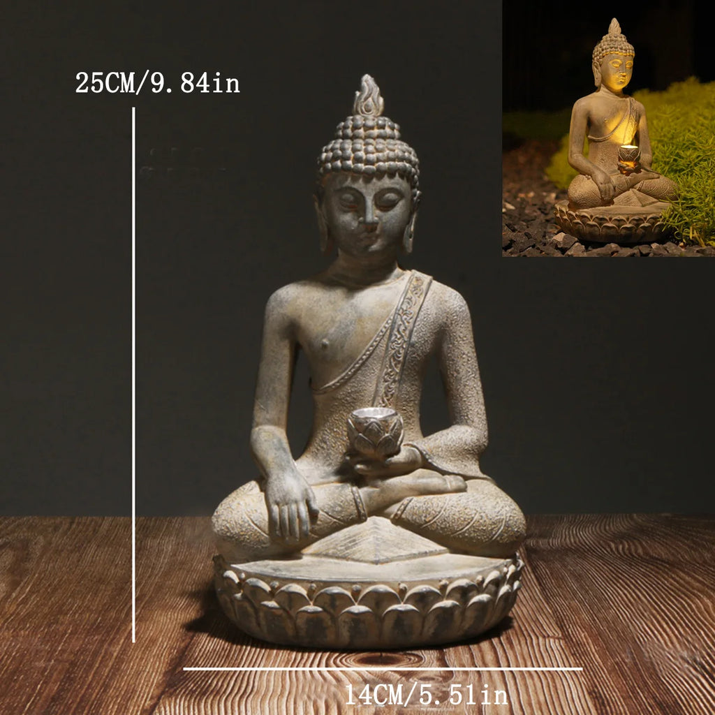 Zen Solar Buddha Statue - Tranquil Outdoor Decor with Eco-Friendly Light