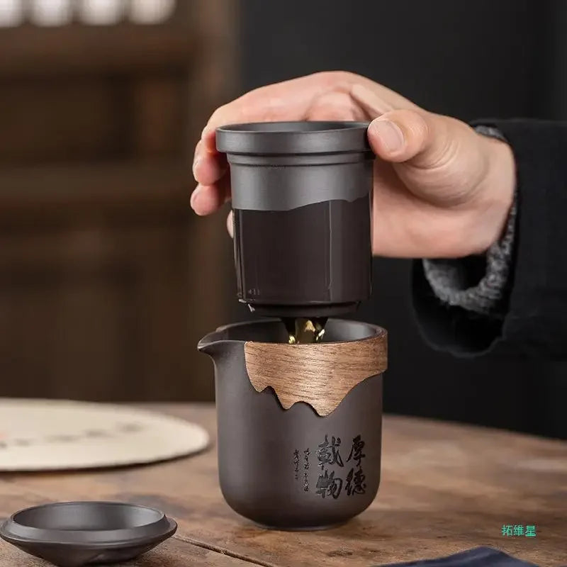 Portable Purple Clay Tea Set - Perfect for Outdoor Travel and Gifting