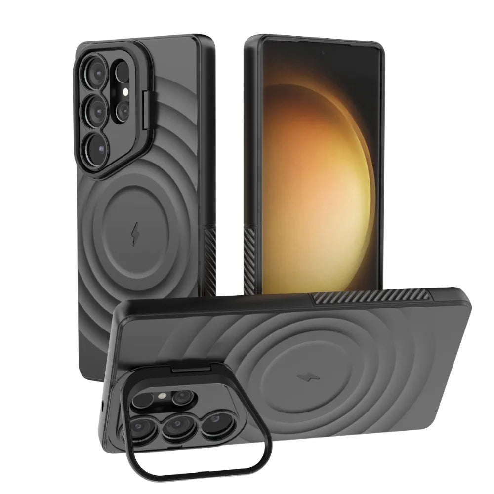 Protective Galaxy S25 Ultra Case with Magnetic Lens Holder & Kickstand
