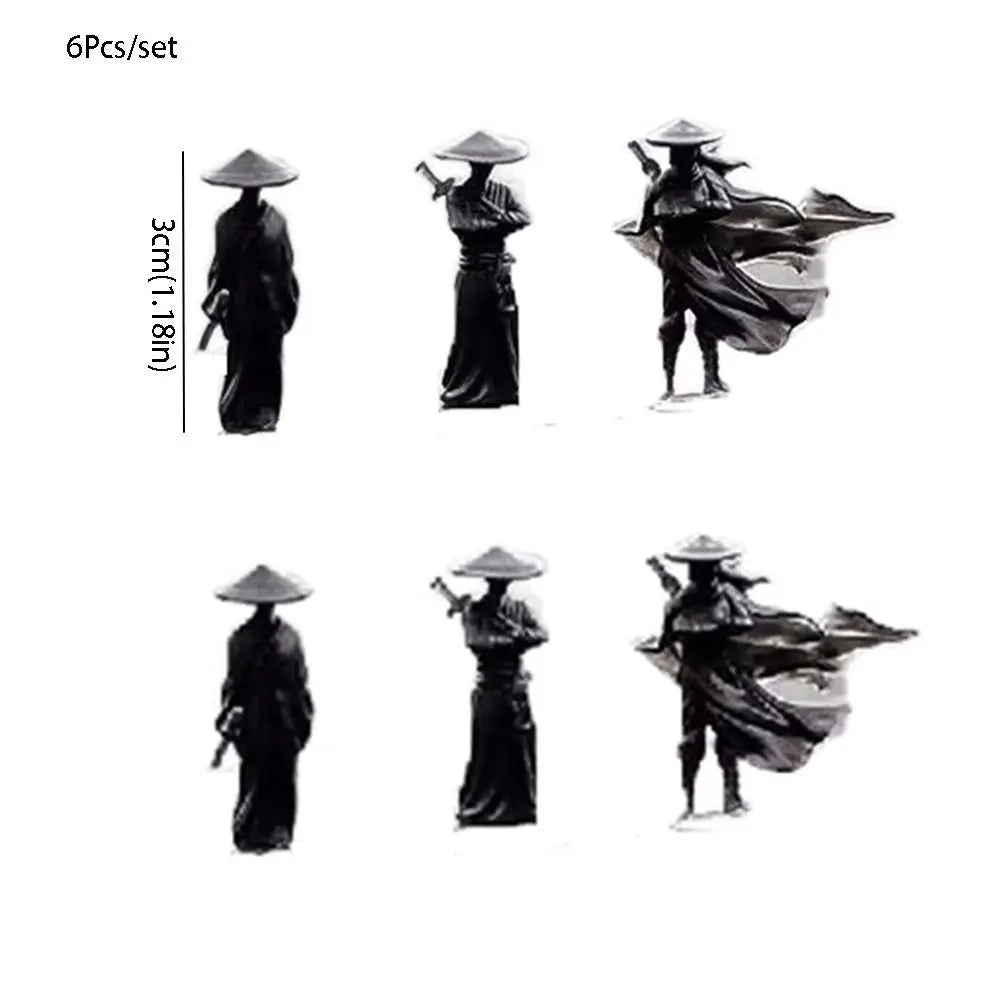 Set of 6 Mini Chinese Swordsman Figurines – Stunning Decor for Collectors