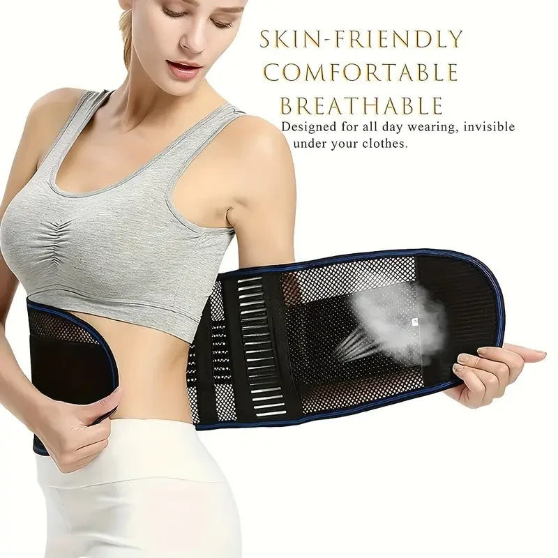 Breathable Lumbar Support Belt - Adjustable Compression Back Brace
