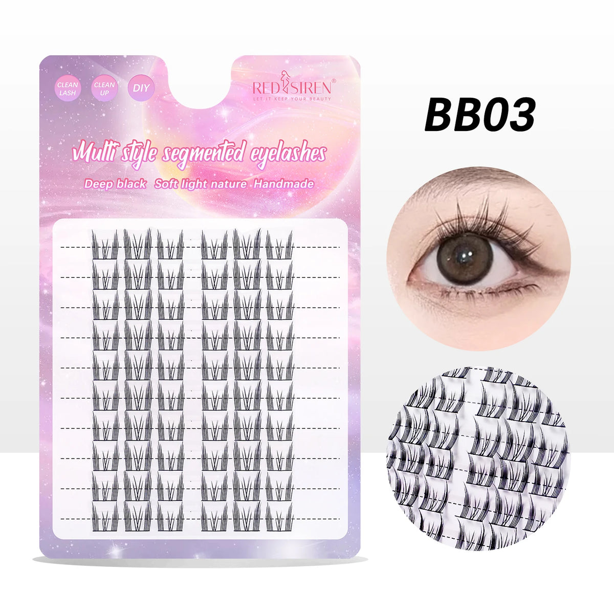 REDSIREN Cluster Lashes - 10 Rows of Natural Look Bottom Lashes