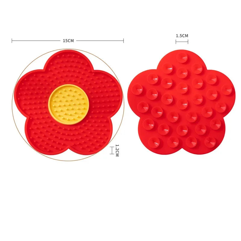 Silicone Pet Licking Mat - Flower-Shaped Slow Feeder with Suction