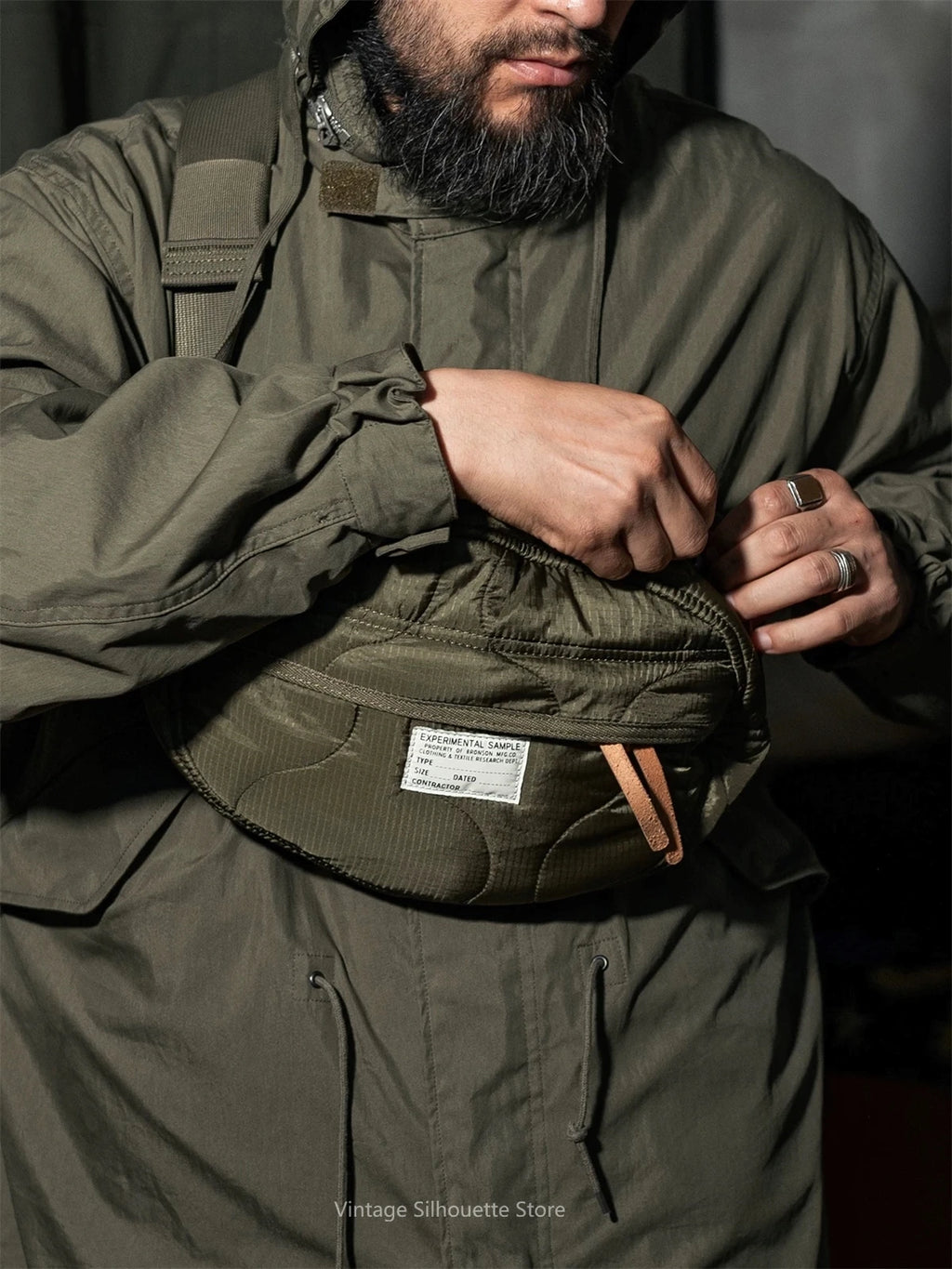 Rugged Quilted Nylon Waist Bag - Military-Style Crossbody Pack