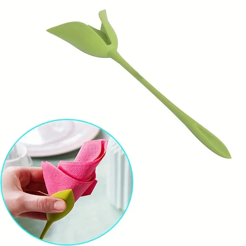 Elegant Floral Napkin Rings - 10pcs Green PP for Party Decor