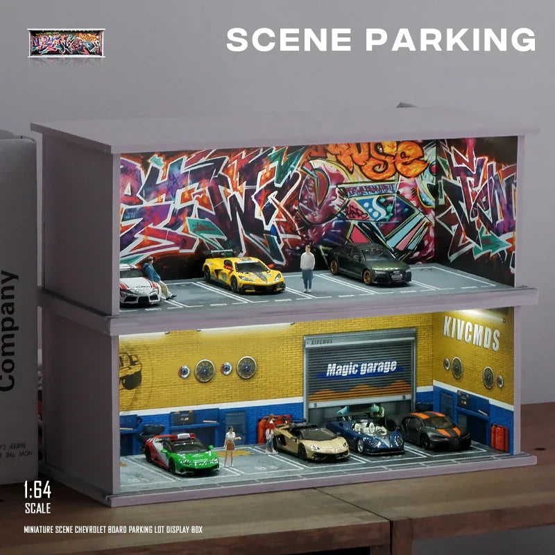 Vibrant LED Garage Scene Model 1:64 for Collector's Displays