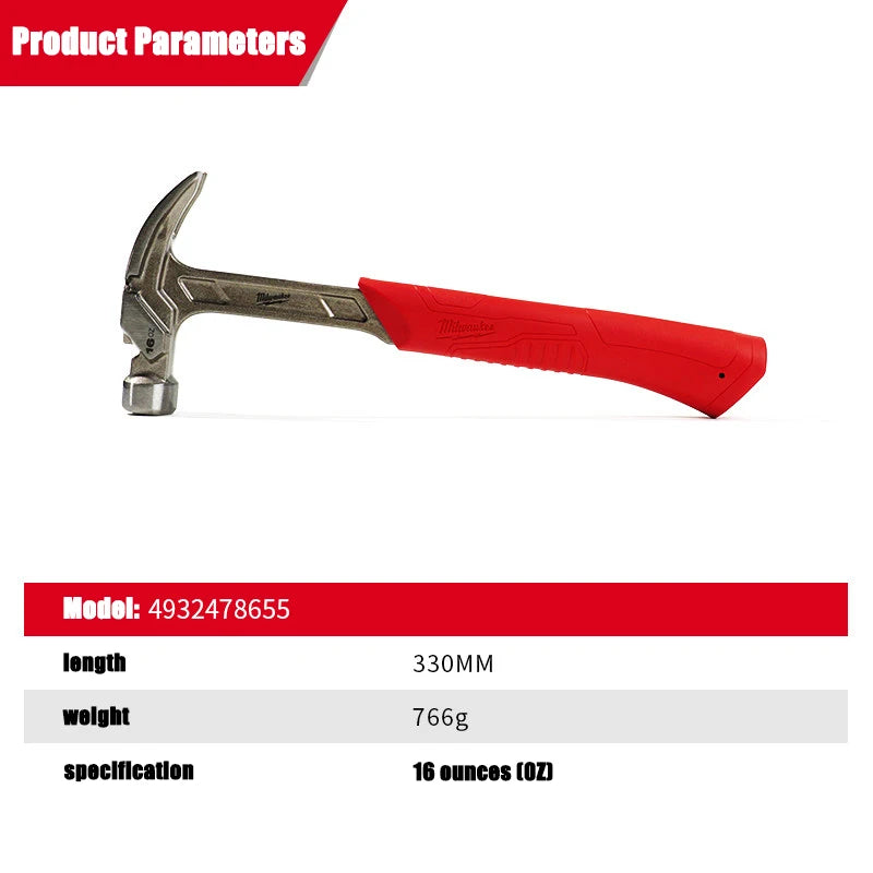 Milwaukee 12oz Smooth Face Hybrid Claw Hammer with Vibration Grip