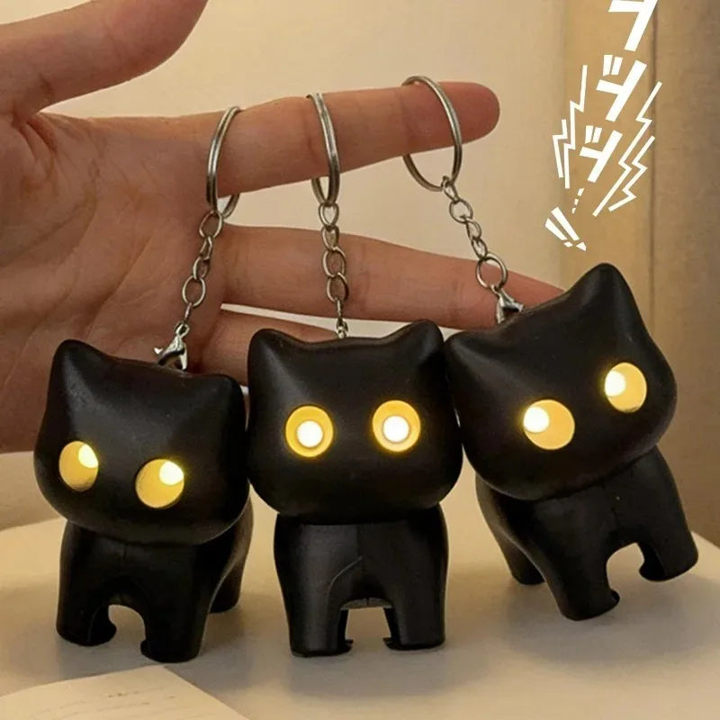 Cute LED Cat Keychain Night Light with Meowing Sound - Perfect Gift!