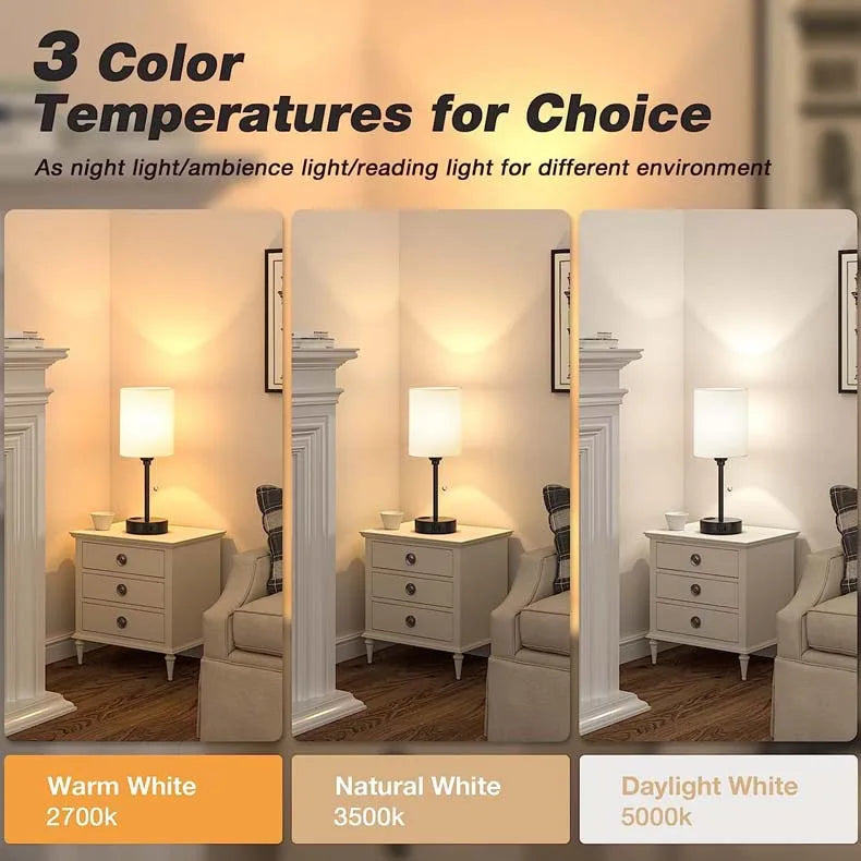 USB Rechargeable LED Table Lamps Set with Dual Socket - Modern Design