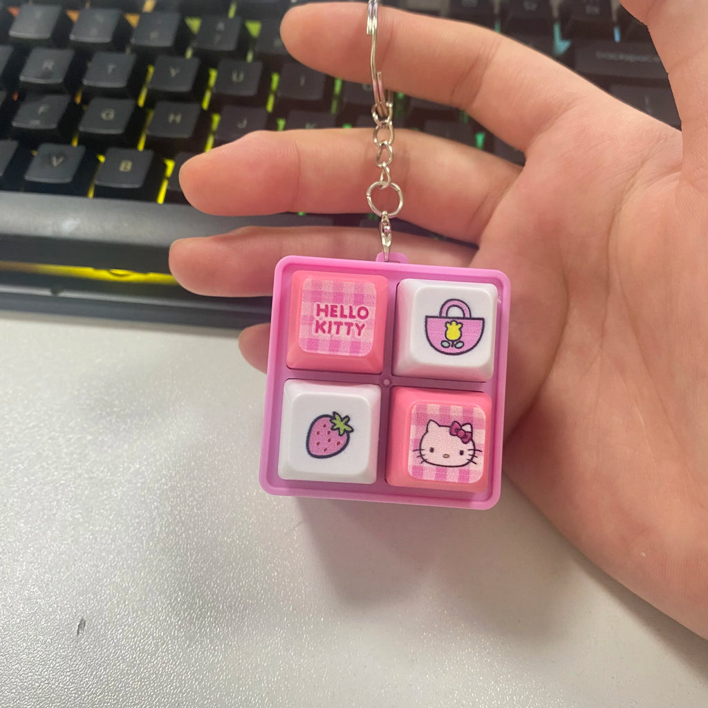Kawaii LED Light Fidget Toy Keychain - Cute Stress Relief Pendant