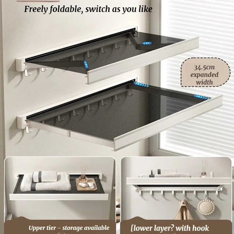 Retractable Wall-Mounted Towel Rack - Space-Saving Storage Solution