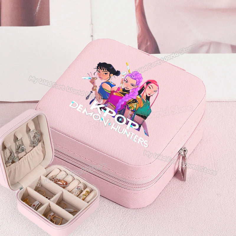 KPOP Jewelry Organizer Box - Stylish Travel Storage for Earrings & Necklaces