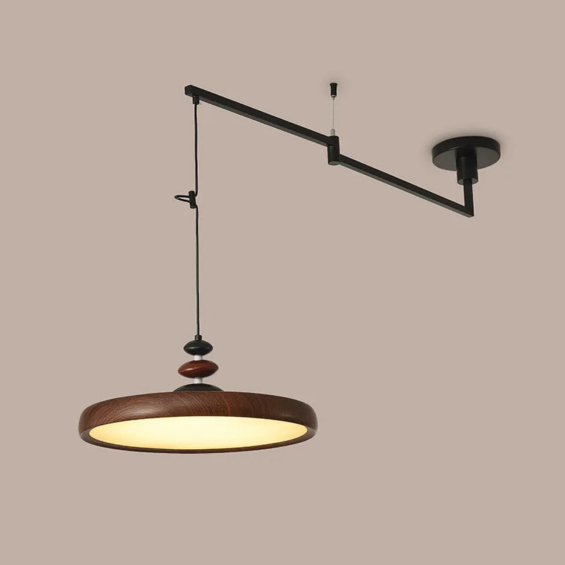 Elegant Walnut LED Pendant Chandelier for Dining & Living Spaces