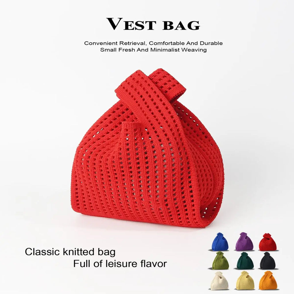 Handmade Colorful Knit Tote Bag for Women – Stylish & Casual