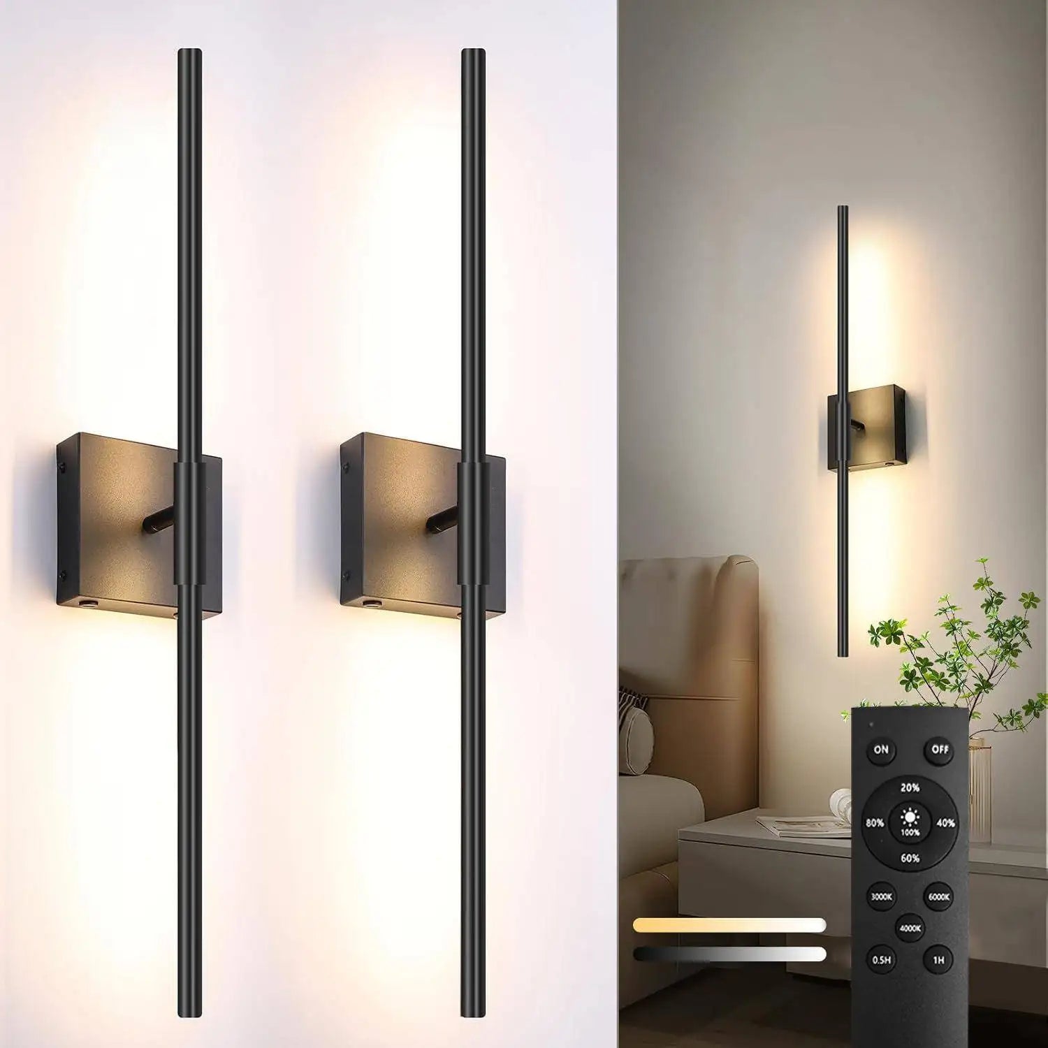 2-Piece LED Dimmable Picture Light - 10000mAh USB Rechargeable