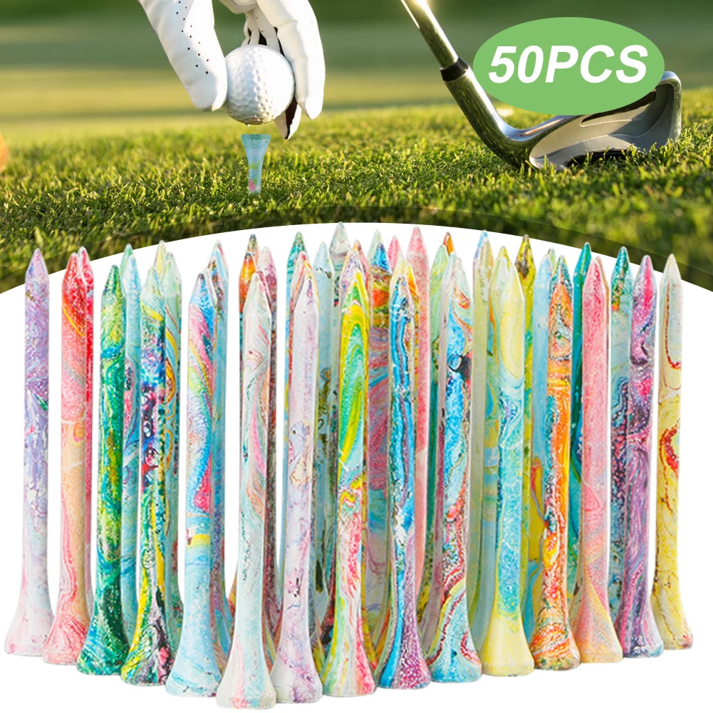 50 Colorful Wooden Golf Tees - 50Pcs Durable Golf Accessories