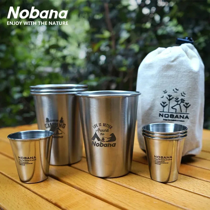 MOUNTAINHIKER 304 Stainless Steel Camping Cup Set - 4/6/8PCS Travel Cups