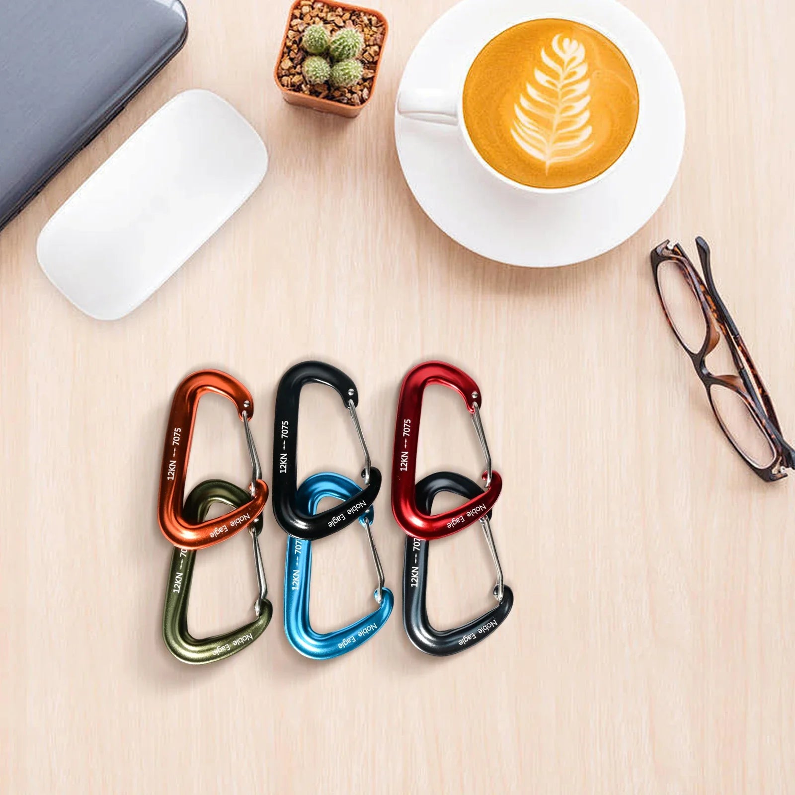 6Pcs Heavy Duty Aluminum Carabiner Set for Camping & Climbing