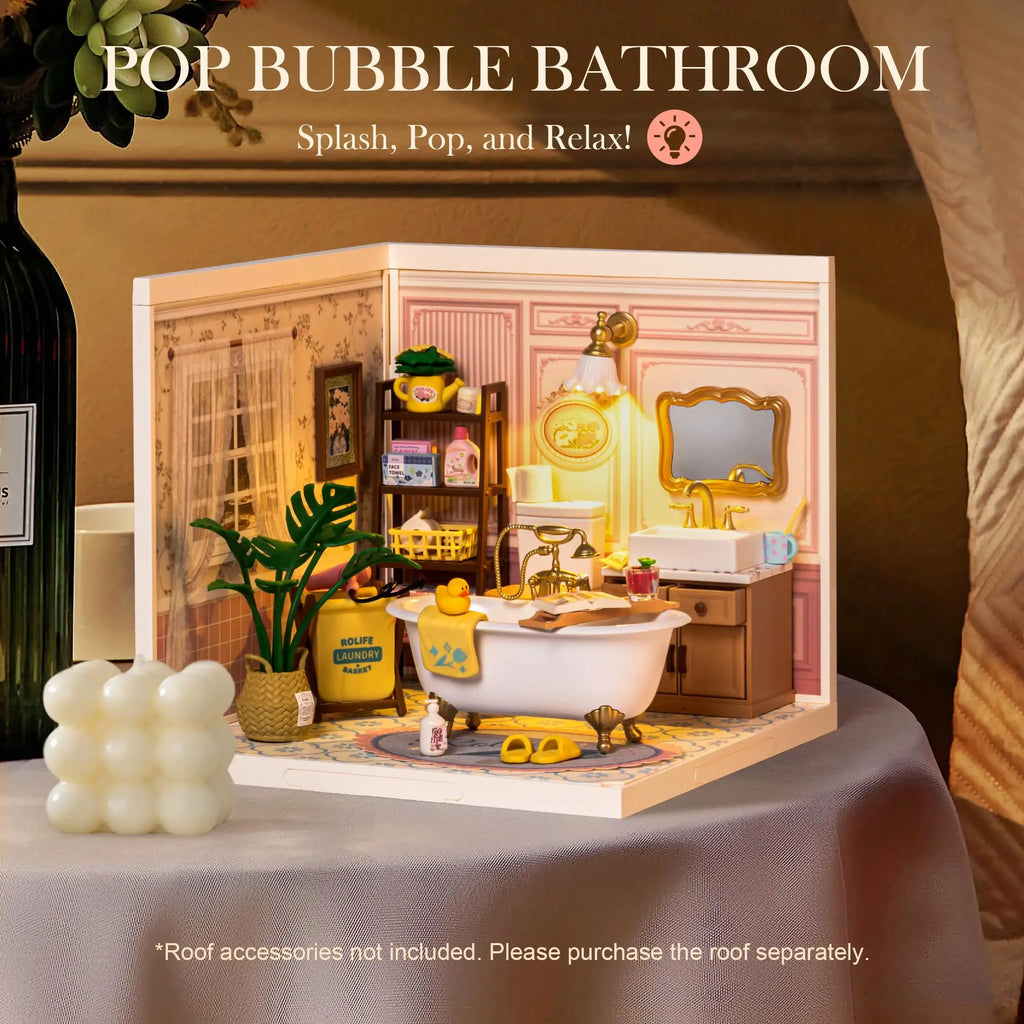 Robotime DIY Miniature Spa Bathroom Kit - Creative 3D Model Build