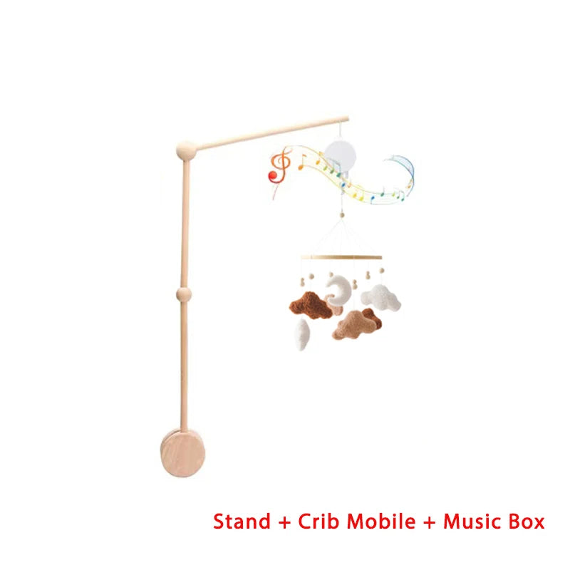 Dreamy Wooden Crib Mobile with Soft Felt Cartoon Bear & Gentle Bells