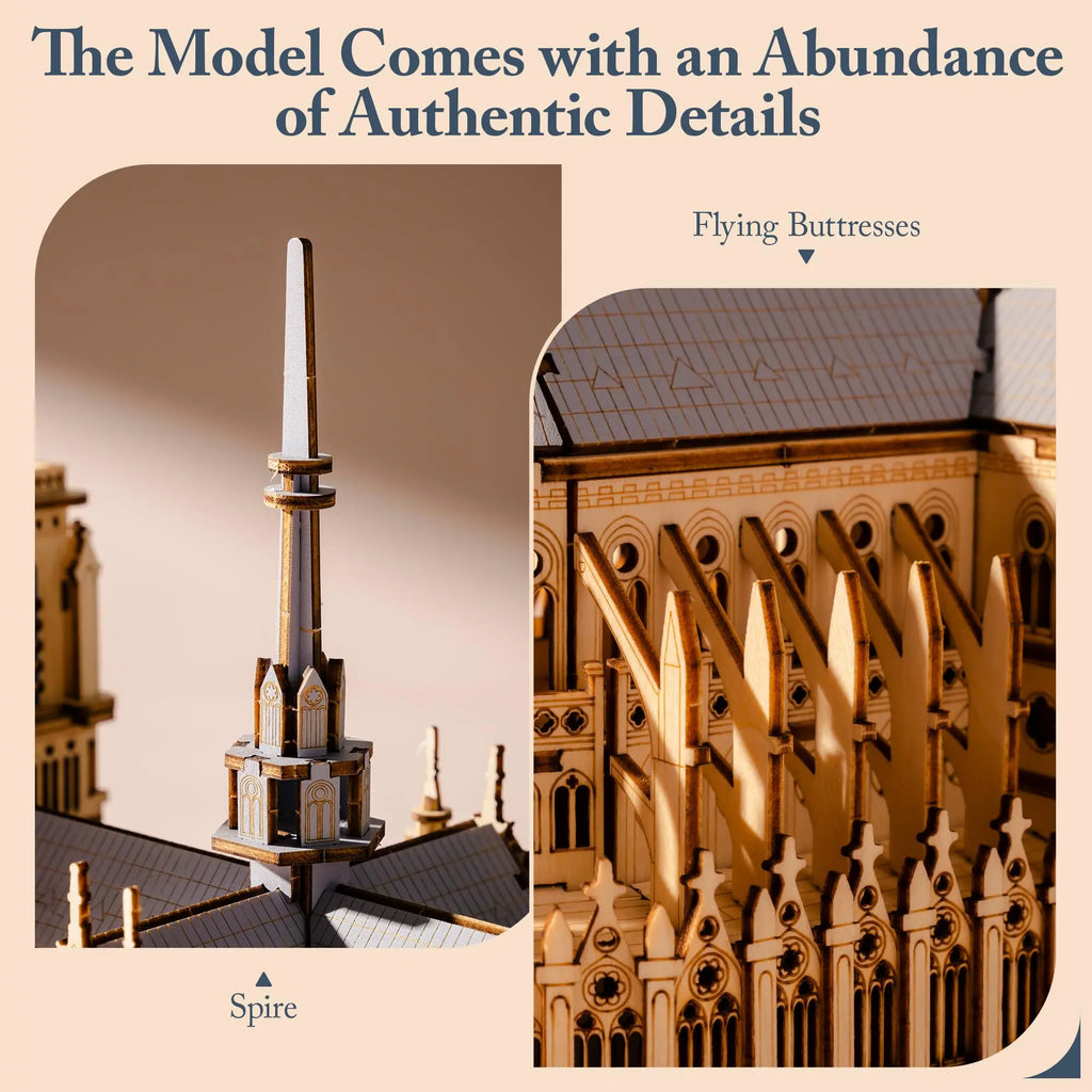 Robotime Paris Cathedral 3D Wooden Puzzle | Architectural Model Kit