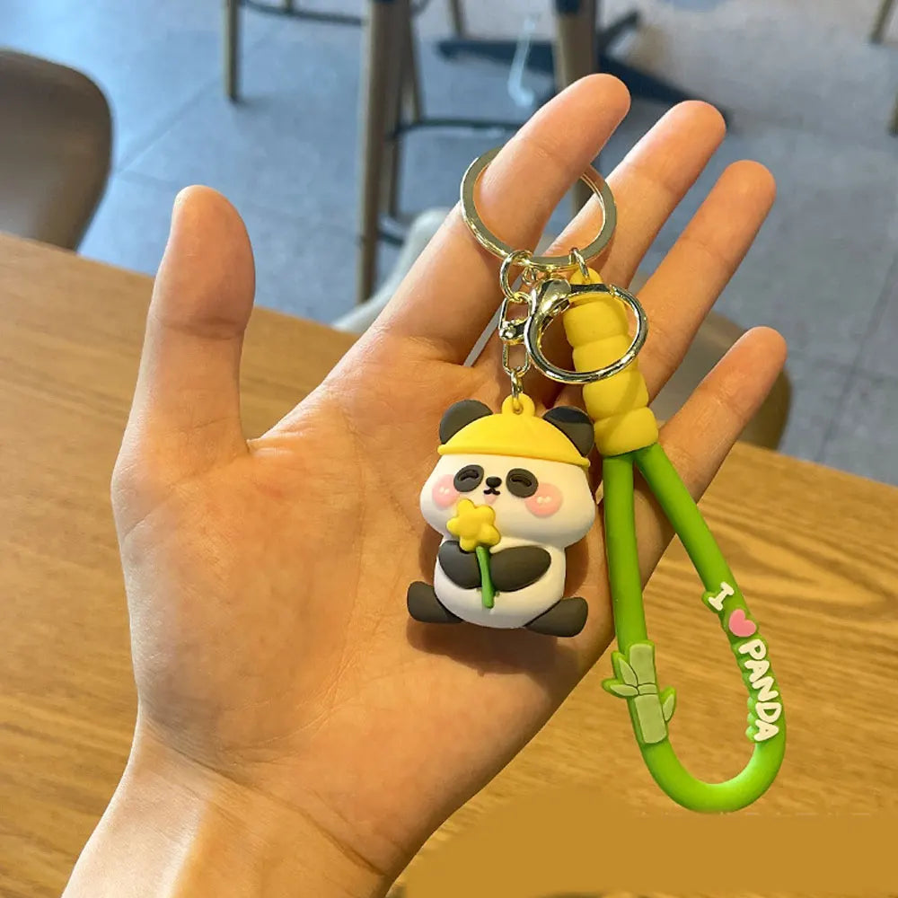 Cute 3D Rubber Kung Fu Panda Keychain for Bags and Cars