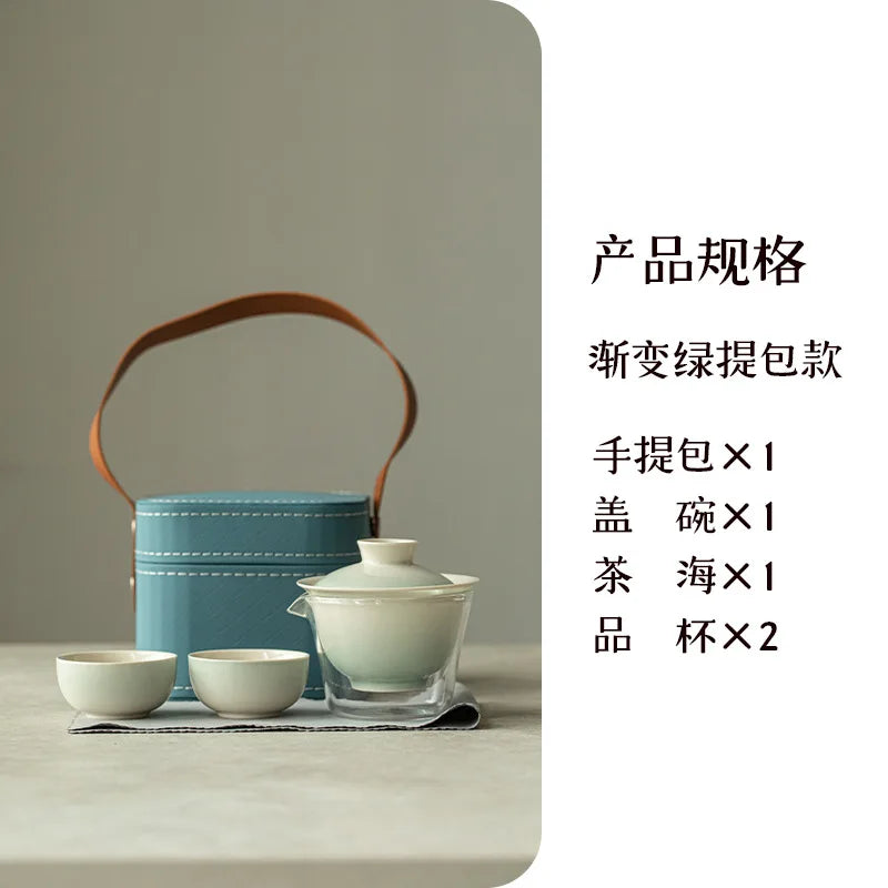 Vibrant Handmade Teaware Set for Outdoor Adventures - Portable & Stylish