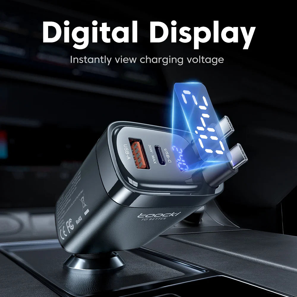 Toocki 105W 4-in-1 Retractable Car Charger with Type-C Cable