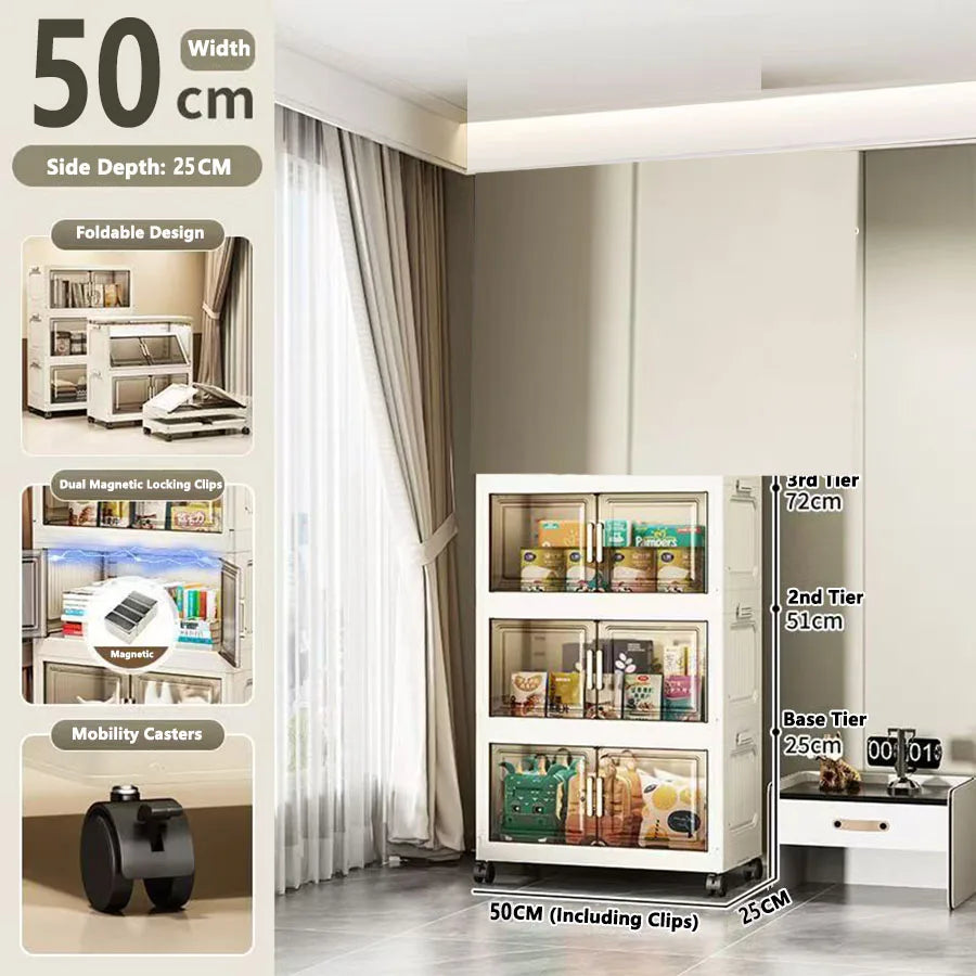 Folding Storage Cabinet - Versatile Toy & Snack Organizer for Home