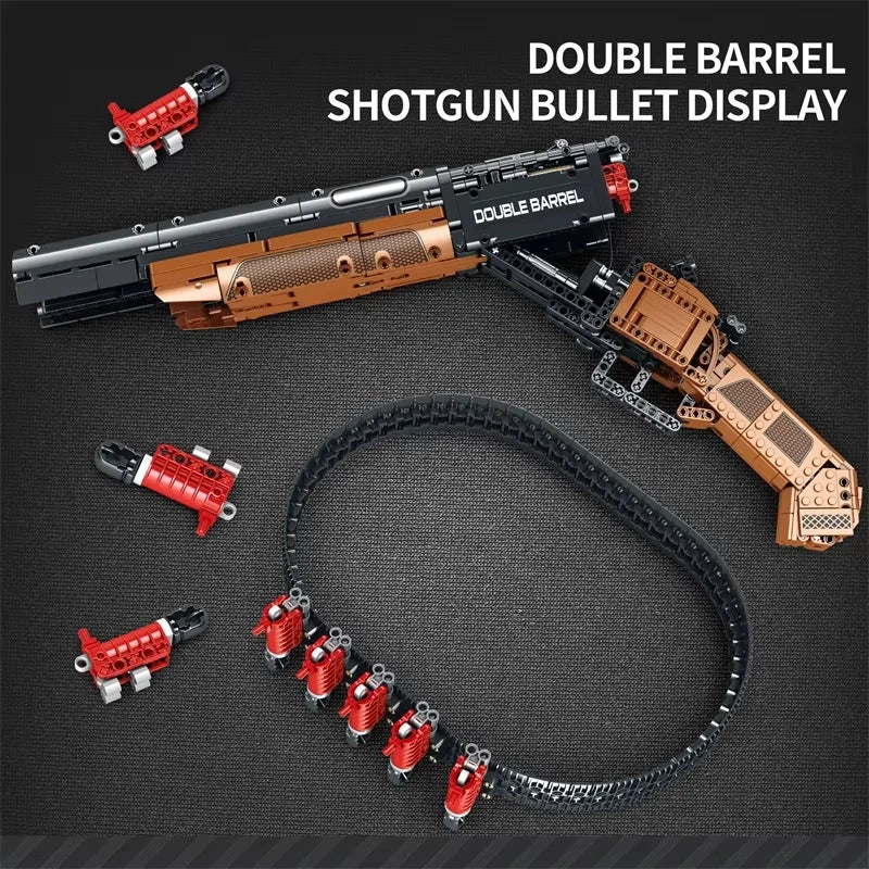 Reobrix 77028 Double Barrel Toy Gun Model - DIY Building Blocks Set