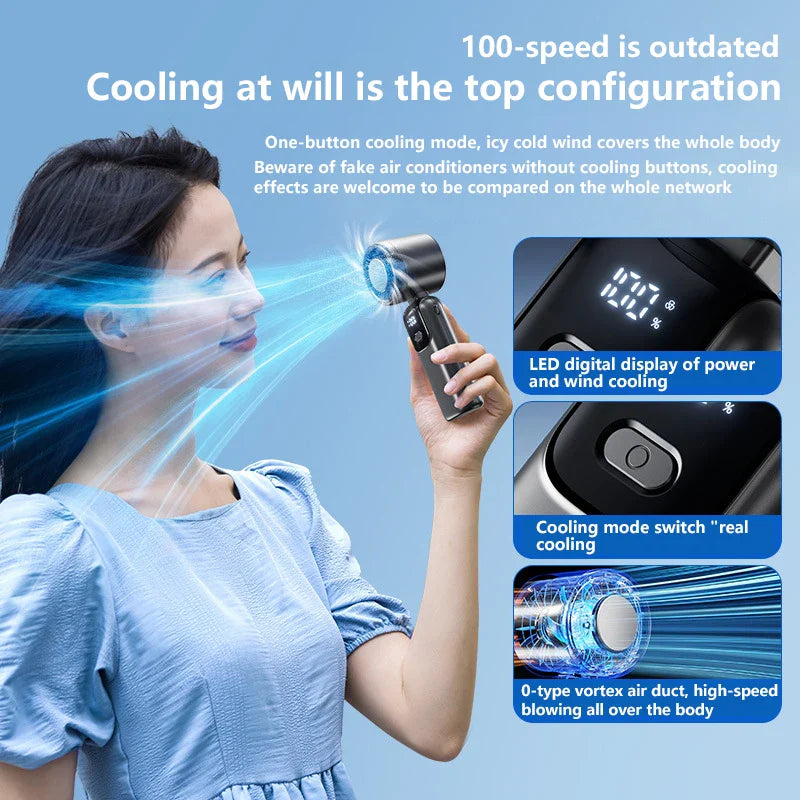 Compact Portable Cooling Handheld Fan - Turbo Neck Fan with USB