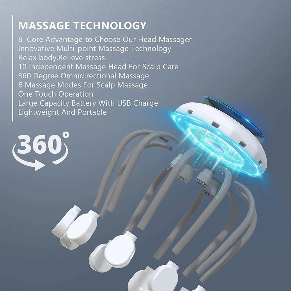 Electric Scalp Massager & Red Light Therapy for Stress Relief