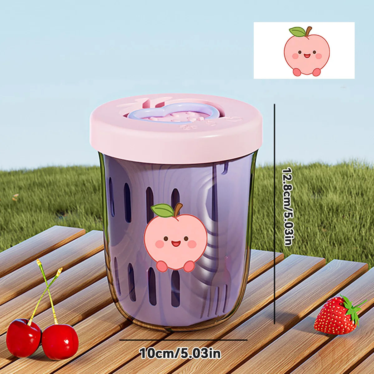 Double-Layer Cartoon Salad Cup - Ideal for Kids & Students