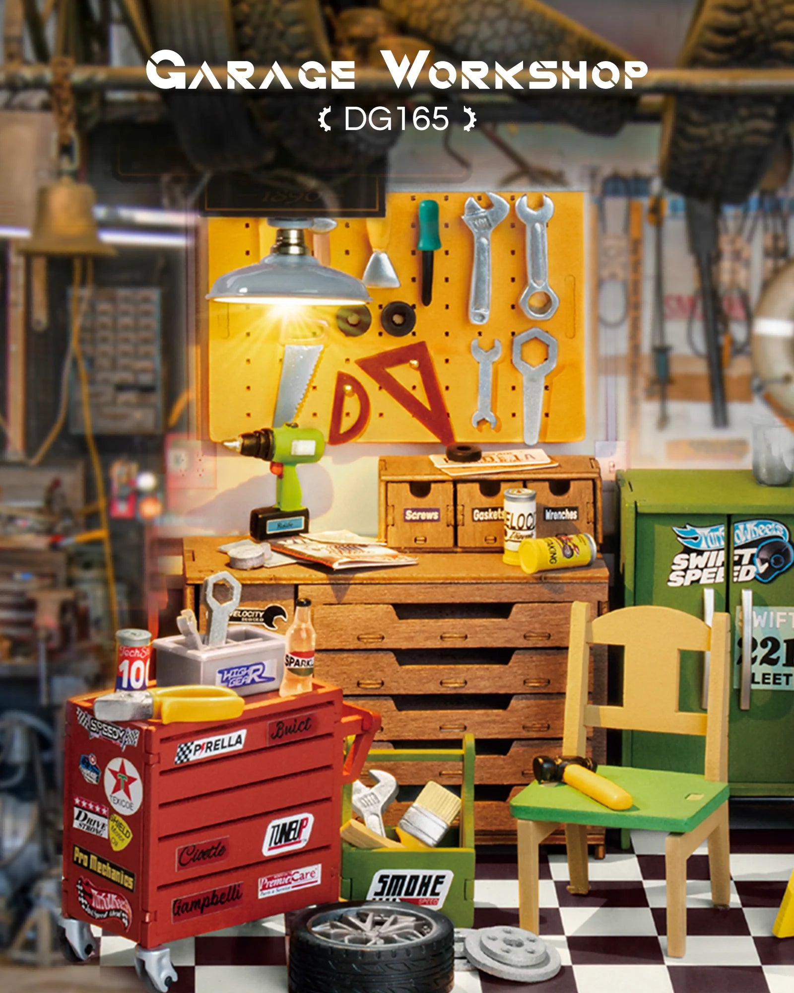Robotime Rolife Mini Garage Workshop Dollhouse - DIY Wooden Craft Set