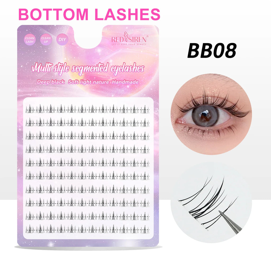 REDSIREN Cluster Lashes - 10 Rows of Natural Look Bottom Lashes