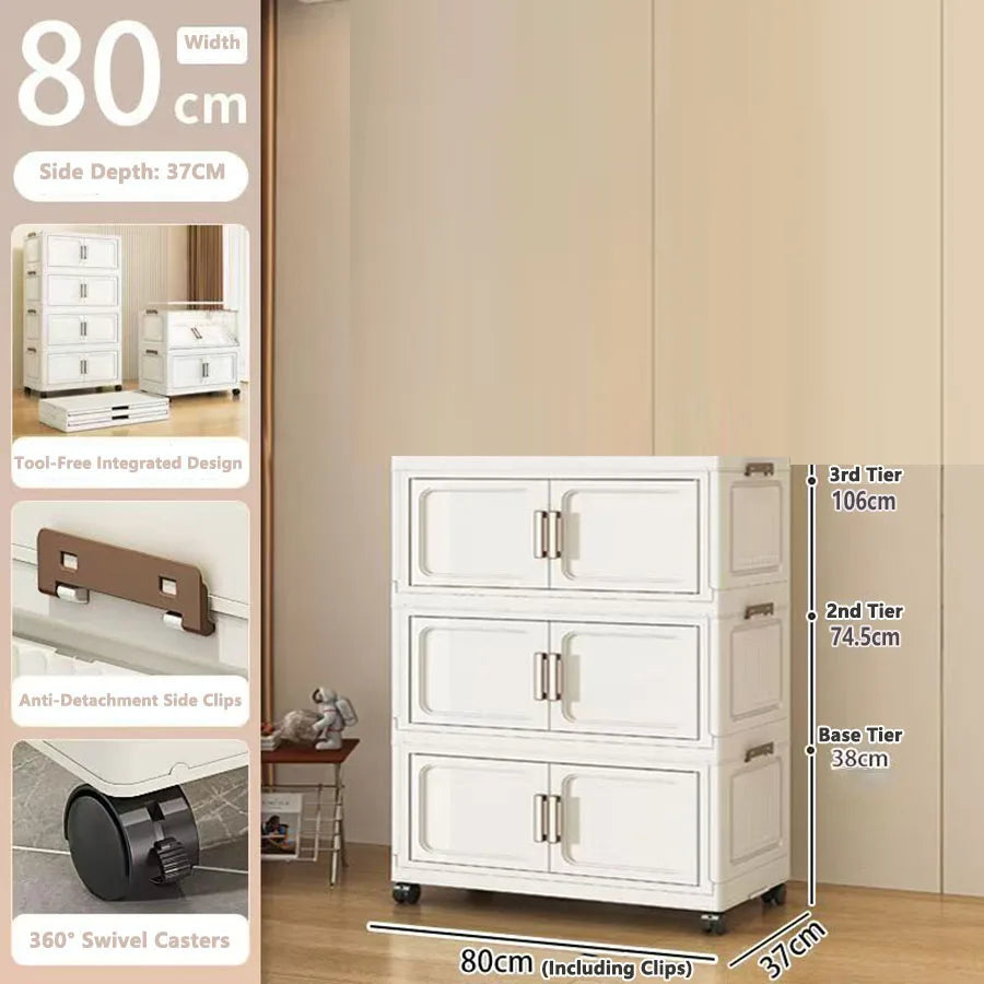 Folding Storage Cabinet - Versatile Toy & Snack Organizer for Home